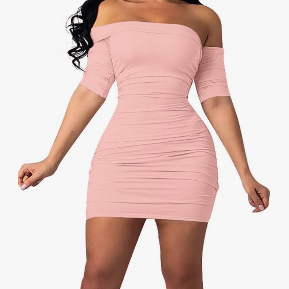 🛍pink off should dress🛍